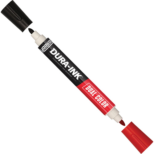 Marqueur &agrave; encre permanente et double couleur Markal Dura-Ink, Noir/Rouge, Pointe Ronde Mukwa Safety Services