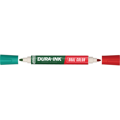 Marqueur &agrave; encre permanente et double couleur Markal Dura-Ink, Vert/Rouge, Pointe Ronde Mukwa Safety Services