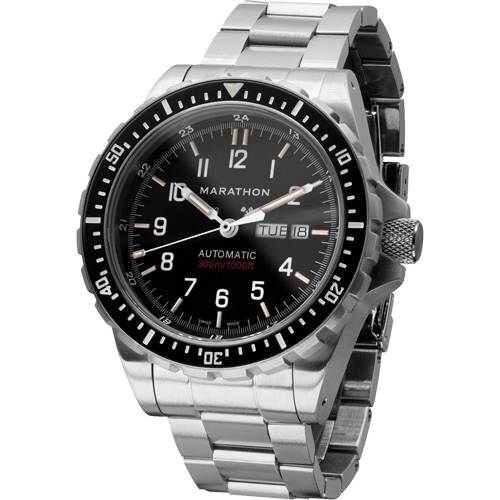 Jumbo Day/Date Automatic Watch with Stainless Steel Bracelet, Digital, Battery Operated, 46 mm, Silver Mukwa Safety Services