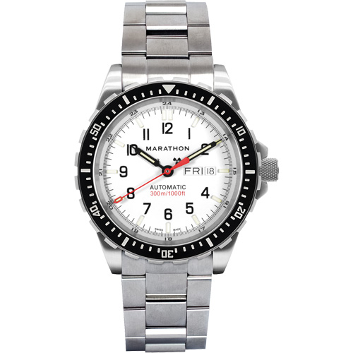 Tr&egrave;s grande montre automatique &eacute;dition arctique avec jour/date avec bracelet en acier inoxydable, Num&eacute;rique, &agrave; piles, 46 mm, Argent Mukwa Safety Services