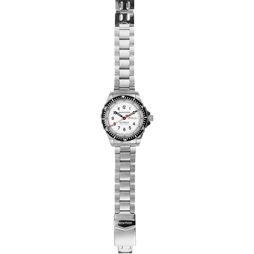 Tr&egrave;s grande montre automatique &eacute;dition arctique avec jour/date avec bracelet en acier inoxydable, Num&eacute;rique, &agrave; piles, 46 mm, Argent Mukwa Safety Services