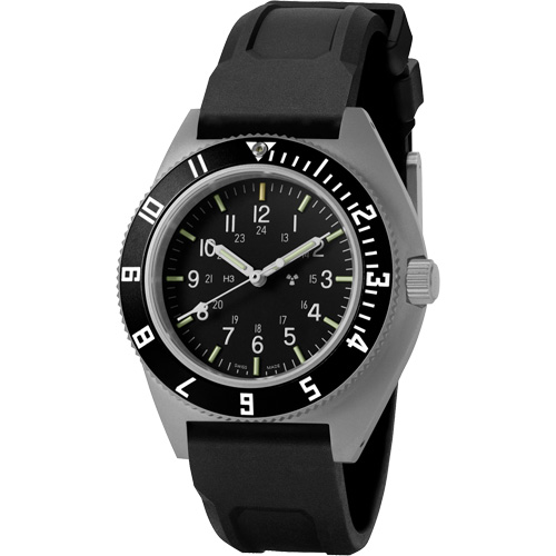 Steel Navigator Watch on 3-Piece Rubber Strap Kit, Digital, Battery Operated, 41 mm, Black Mukwa Safety Services