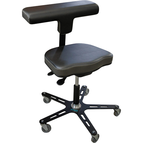 VEGA-T Ergonomic Industrial Chair, Mobile, Adjustable, Vinyl Seat, Black Mukwa Safety Services