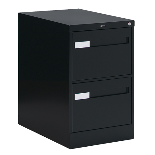 Vertical Filing Cabinet with Recessed Drawer Handles, 2 Drawers, 18.15" W x 26.56" D x 29" H, Black Mukwa Safety Services