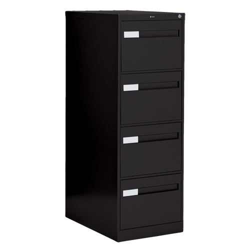 Classeur vertical &agrave; poign&eacute;es encastr&eacute;es, 4 tiroirs, 18.15" la x 26.56" p x 52" h, Noir Mukwa Safety Services