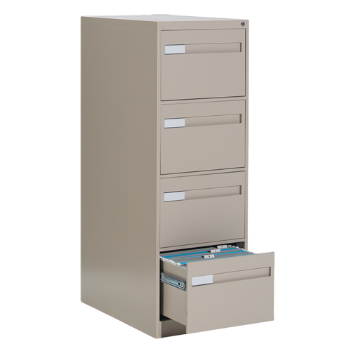 Vertical Filing Cabinet with Recessed Drawer Handles, 4 Drawers, 18.15" W x 26.56" D x 52" H, Beige Mukwa Safety Services