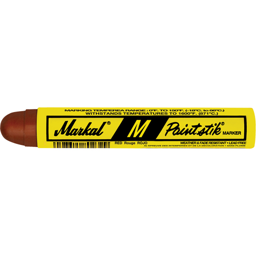 M Paintstik&reg; Paint Marker for Heat Treating, Solid Stick, Red Mukwa Safety Services