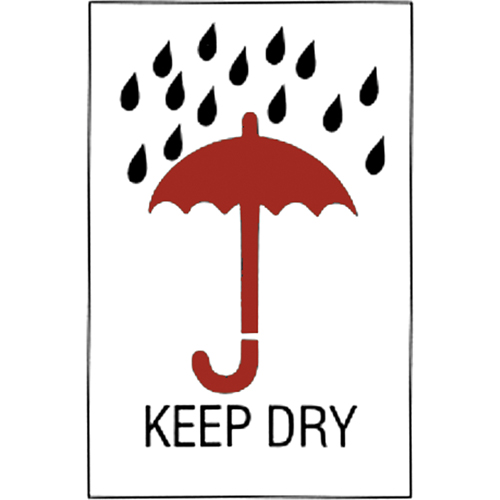 &eacute;tiquettes pour traitement sp&eacute;cial Keep Dry, 6" lo x 4" la, Rouge/blanc Mukwa Safety Services