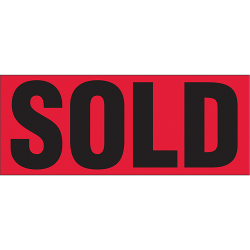 "Sold" Special Handling Labels, 5" L x 2" W, Black on Red Mukwa Safety Services