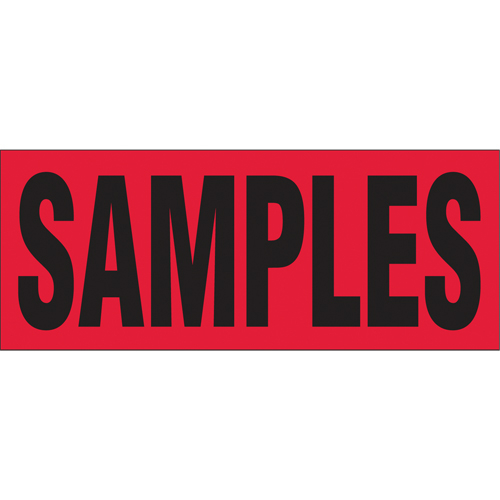 "Samples" Special Handling Labels, 5" L x 2" W, Black on Red Mukwa Safety Services