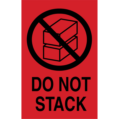 &eacute;tiquettes  Do Not Stack  pour envoi international, 6" lo x 4" la, Noir/rouge Mukwa Safety Services