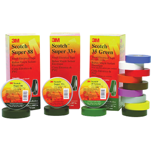 Scotch&reg; Super 33 Tape, 19 mm (3/4") x 20.1 m (66'), Black, 7 mils Mukwa Safety Services