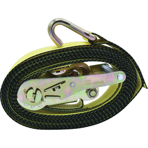 Ratchet Tie-Down, J-Hook, 2" W x 16' L, 10000 lbs. Working Load Limit Mukwa Safety Services