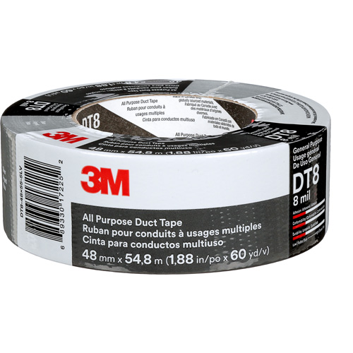 Ruban adh&eacute;sif tout usage DT8, 8 mils, Argent, 48 mm (2") x 55 m (180') Mukwa Safety Services