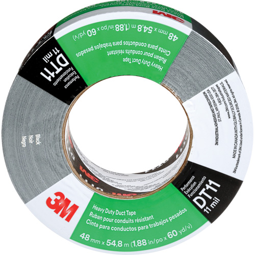 DT11 Heavy-Duty Duct Tape, 11 mils, Black, 48 mm (2") x 55 m (180') Mukwa Safety Services