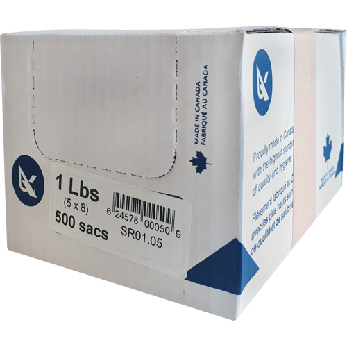 SR Series Food Packaging Bulk Pound Bags, Open Top, 13-1/2" x 5", 0.85 mil Mukwa Safety Services