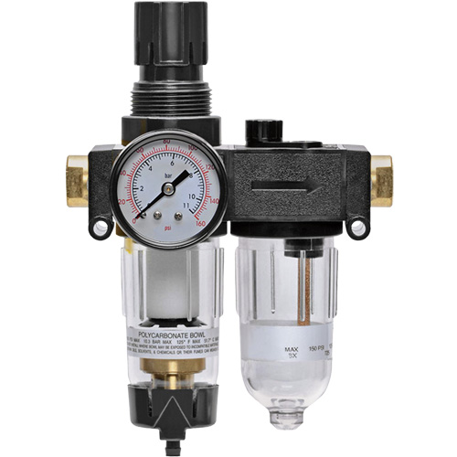 Filtre/d&eacute;tendeur & lubrificateur avec jauge Modulair 200, 1/4" NPTF Mukwa Safety Services
