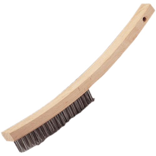 Brosse &agrave; main &agrave; r&eacute;curer &agrave; manche courb&eacute;, Acier inoxydable, 4 x 20 rangs de fils, Longueur 17" Mukwa Safety Services