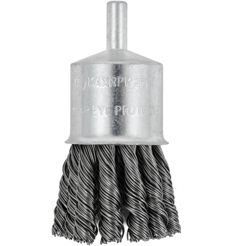 Shaft Mounted Knot Twisted End Brush, 1-1/8" Dia. x 1/4" Arbor Mukwa Safety Services