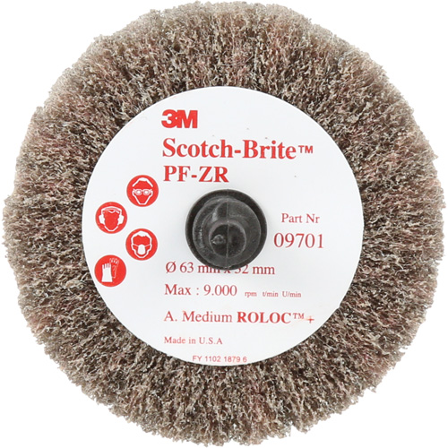 Scotch-Brite Roloc Cut and Polish Flap Brush, PF-ZR, Aluminum Oxide, Medium Grit, 2-1/2" x 1-1/4" Mukwa Safety Services