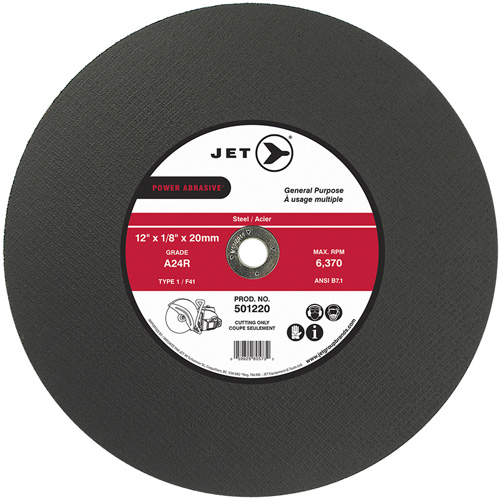 POWER ABRASIVE&reg; Cut-Off Wheel, 12" x 1/8", 20 mm Arbor, Type 1, 6370 RPM Mukwa Safety Services