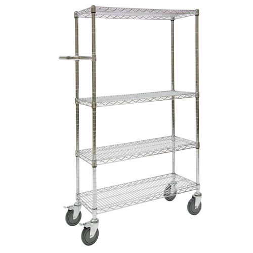 Push Cart, Chrome Plated, 30" x 60" x 14", 800 lbs. Capacity Mukwa Safety Services