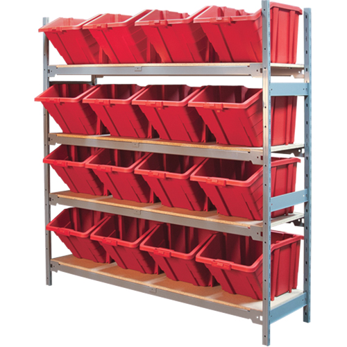 &eacute;tag&egrave;res larges avec bacs g&eacute;ants en plastique, Acier, Sans boulons, Capacit&eacute; 800 lb, 66" la x 72" h x 18" p Mukwa Safety Services