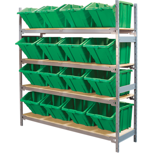 &eacute;tag&egrave;res larges avec bacs g&eacute;ants en plastique, Acier, Sans boulons, Capacit&eacute; 800 lb, 66" la x 72" h x 18" p Mukwa Safety Services