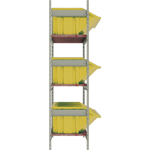 Wide Span Shelving with Jumbo Plastic Bins, Steel, Boltless, Starter, 66" W x 60" H x 18" D Mukwa Safety Services