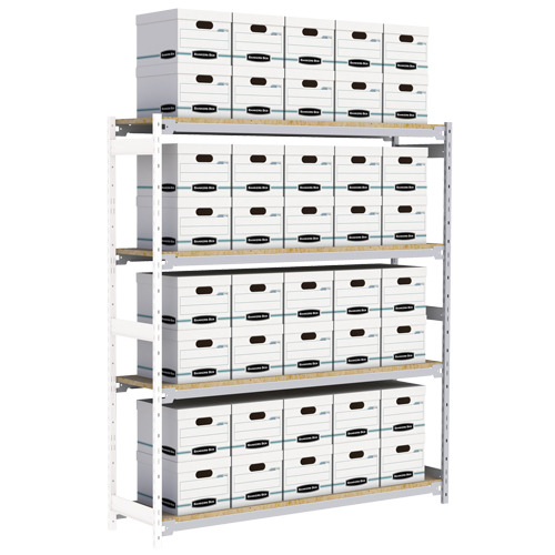 Wide Span Record Storage Shelving, Steel, 4 Shelves, 72" W x 18" D x 84" H, Add-On Kit Mukwa Safety Services