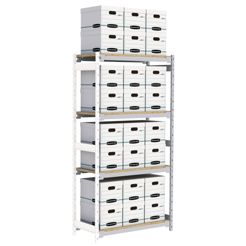 Wide Span Record Storage Shelving, Steel, 4 Shelves, 42" W x 18" D x 84" H, Add-On Kit Mukwa Safety Services