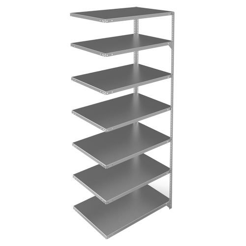 Shelving Unit, Galvanized Steel, Slotted Angle, 400 lbs. Capacity, 36" W x 84" H x 24" D Mukwa Safety Services