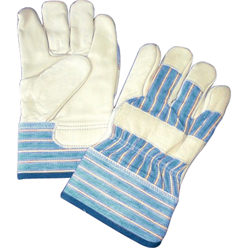 Lined Gloves, One Size, Grain Cowhide Palm, Cotton Fleece Inner Lining Mukwa Safety Services