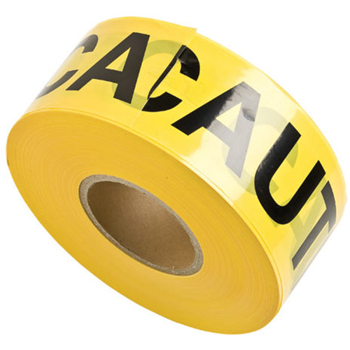 Rubans pour barricades, Anglais, 3" la x 1000' lo, 3 mils, Noir sur jaune Mukwa Safety Services