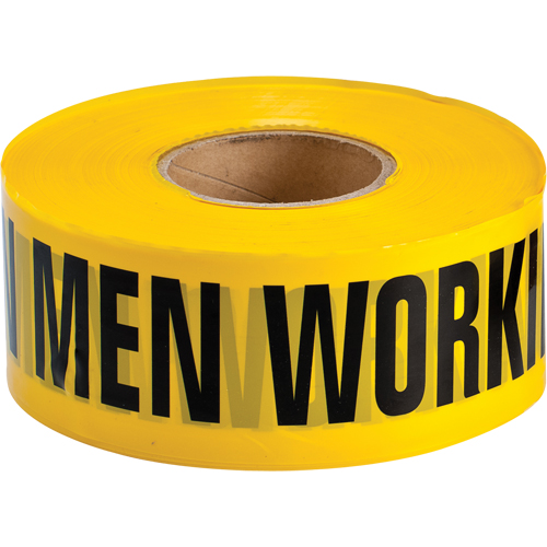 Rubans pour barricades, Anglais, 3" la x 1000' lo, 3,5 mils, Noir sur jaune Mukwa Safety Services