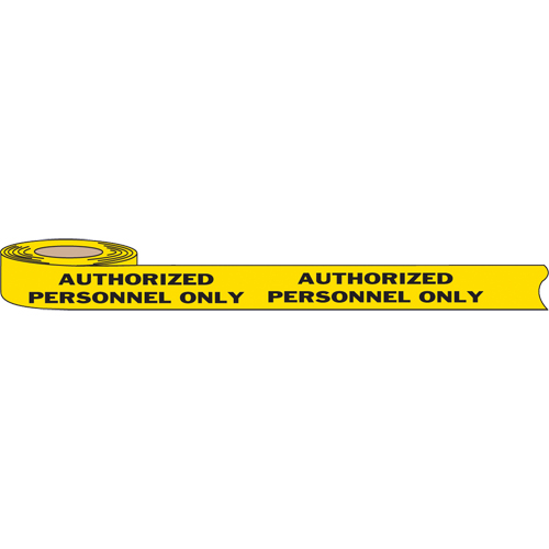 Rubans pour barricades, Anglais, 3" la x 1000' lo, 2 mils, Noir sur jaune Mukwa Safety Services