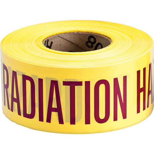 Ruban pour barricade, Anglais, 3" la x 200' lo, 3 mils, Magenta/jaune Mukwa Safety Services