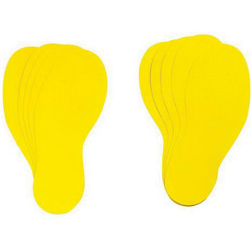 &eacute;tiquettes pour marquage des planchers, Empreinte de pas, 12" lo x 3,75" la, Jaune, Vinyle Mukwa Safety Services