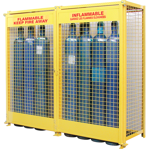 Armoires pour cylindres &agrave; gaz, nbre de bouteilles: 20, 88" , 30" , 74" , Jaune Mukwa Safety Services