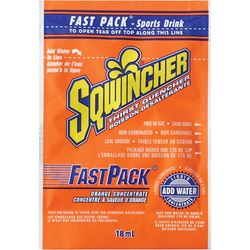 Sqwincher&reg; Rehydration Drink Fast Pack&reg;, Single Serve, Orange Mukwa Safety Services