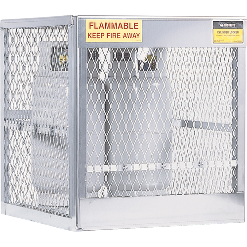 Aluminum LPG Cylinder Locker Storage, 4 Cylinder Capacity, 30" W x 32" D x 33-1/2" H, Silver Mukwa Safety Services
