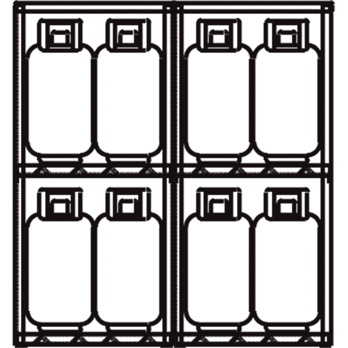 Aluminum LPG Cylinder Locker Storage, 16 Cylinder Capacity, 60" W x 32" D x 65" H, Silver Mukwa Safety Services