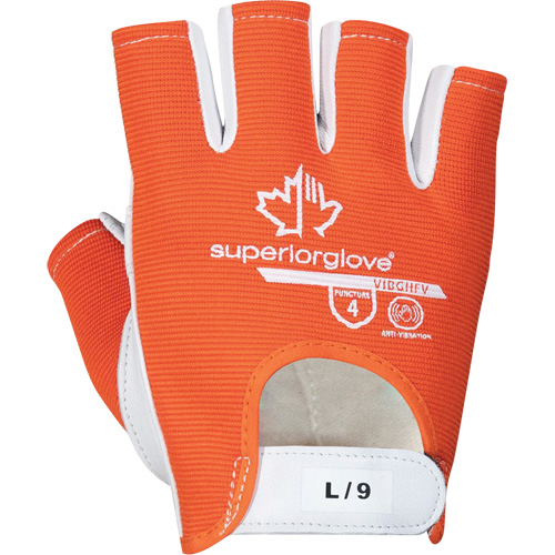 Vibrastop Half-Finger Vibration-Dampening Gloves, Size Large, Goatskin Palm Mukwa Safety Services