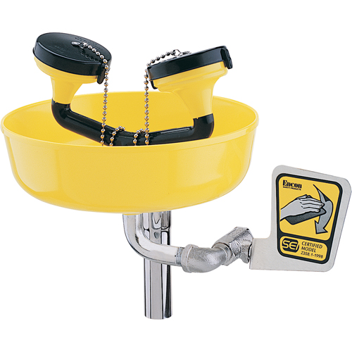Poste de douche oculaire, Installation Support pour tuyau d'approvisionnement, Bol Plastique Mukwa Safety Services