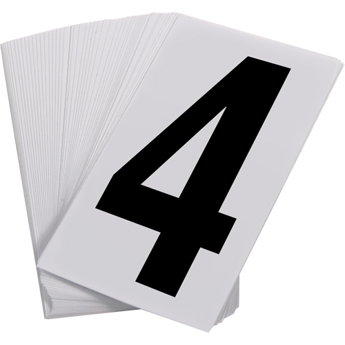 Num&eacute;ros autocollants, 4, 3-1/2" h, Noir sur blanc Mukwa Safety Services