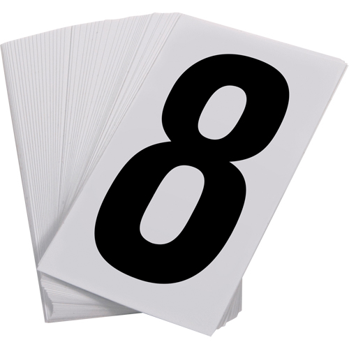 Pressure Sensitive Numbering, 8, 3-1/2" H, Black on White Mukwa Safety Services