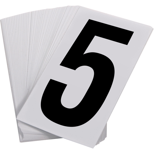 Num&eacute;ros autocollants, 5, 3-1/2" h, Noir sur blanc Mukwa Safety Services