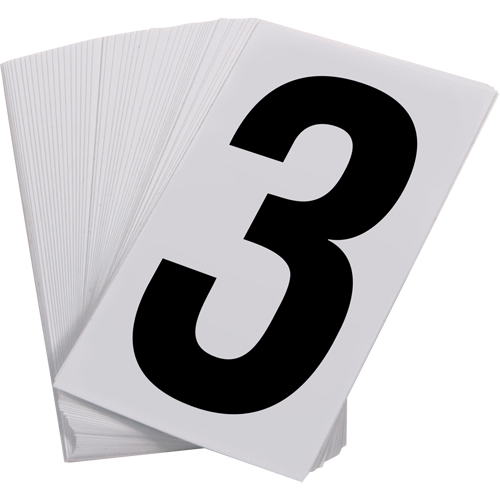 Pressure Sensitive Numbering, 3, 3-1/2" H, Black on White Mukwa Safety Services