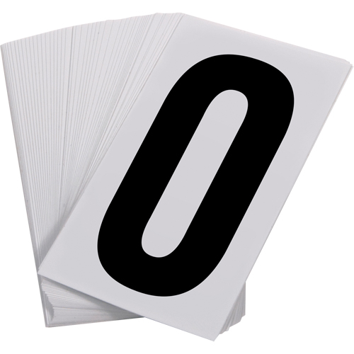 Num&eacute;ros autocollants, 0, 3-1/2" h, Noir sur blanc Mukwa Safety Services