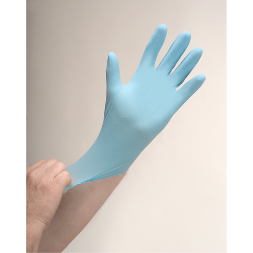 Puncture-Resistant Examination Gloves, Medium, Nitrile, 4.5-mil, Powdered, Blue Mukwa Safety Services